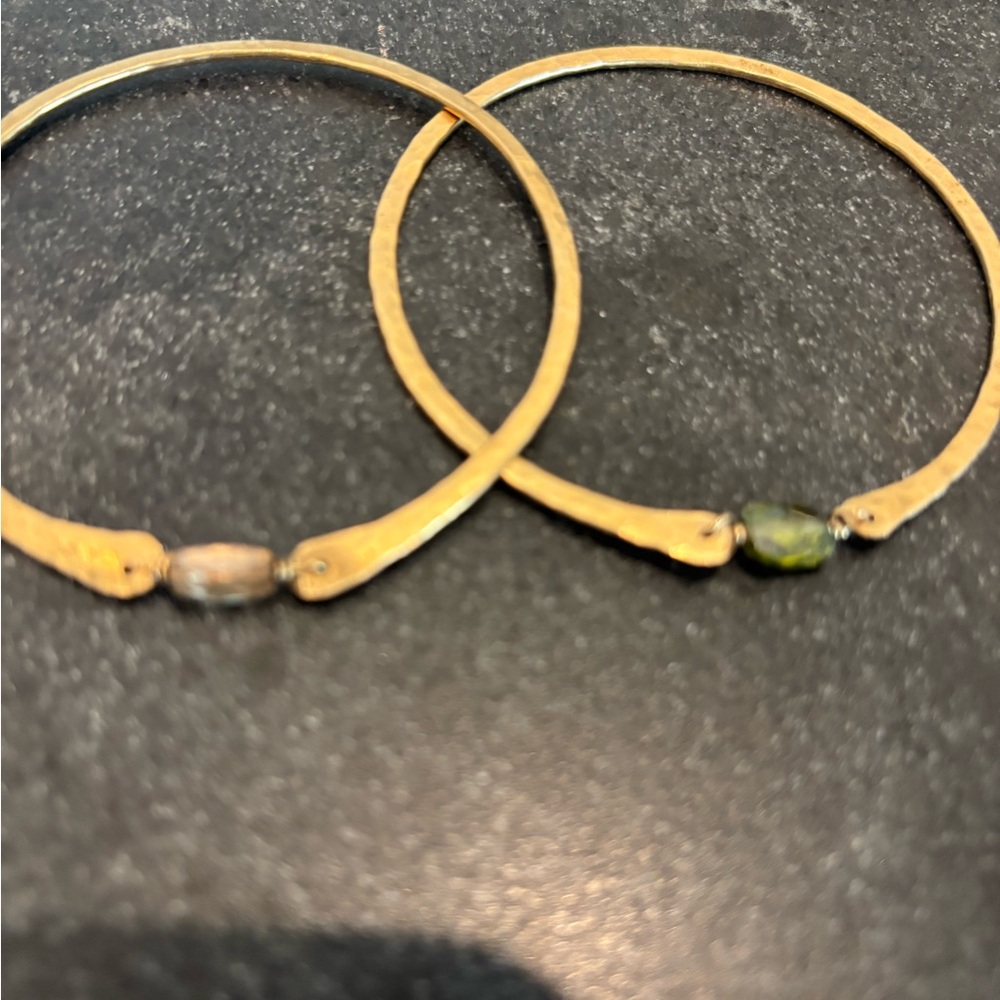 Gold and Green Stone Bangles